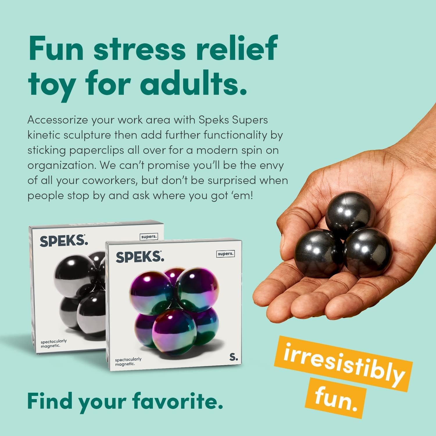 Speks Supers Magnetic Balls Fidget Toy for Adults and Teens 14+ | Stress Relief, Desk Toy | Set of 3 | Oil Slick