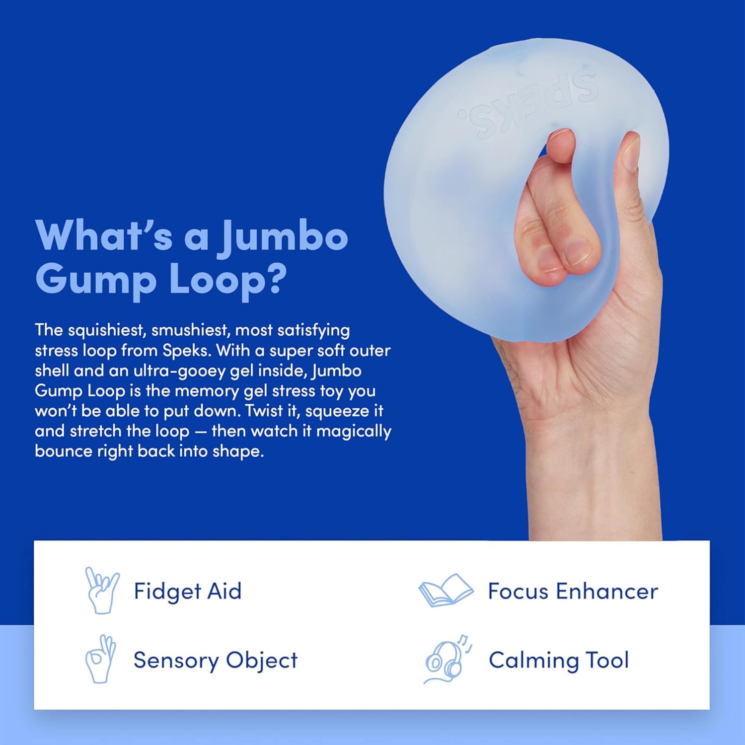 Gump Jumbo Loop Gel-Filled Stress Ball | Ultra-Squishy Fidget Toy for Stress Relief & Focus | Anxiety Ball for Adults & Teens | Sensory Squeeze Toy | Dew