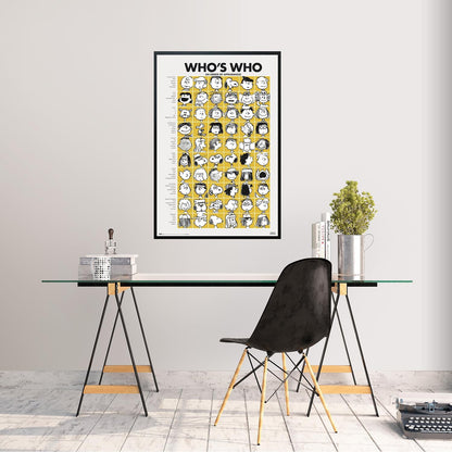 Grupo Erik: Poster Snoopy Who’s Who/Peanuts, Personaggi Snoopy - poster da parete ufficiale / 91,5 x 61 cm, incorniciabile - poster decorativo vintage