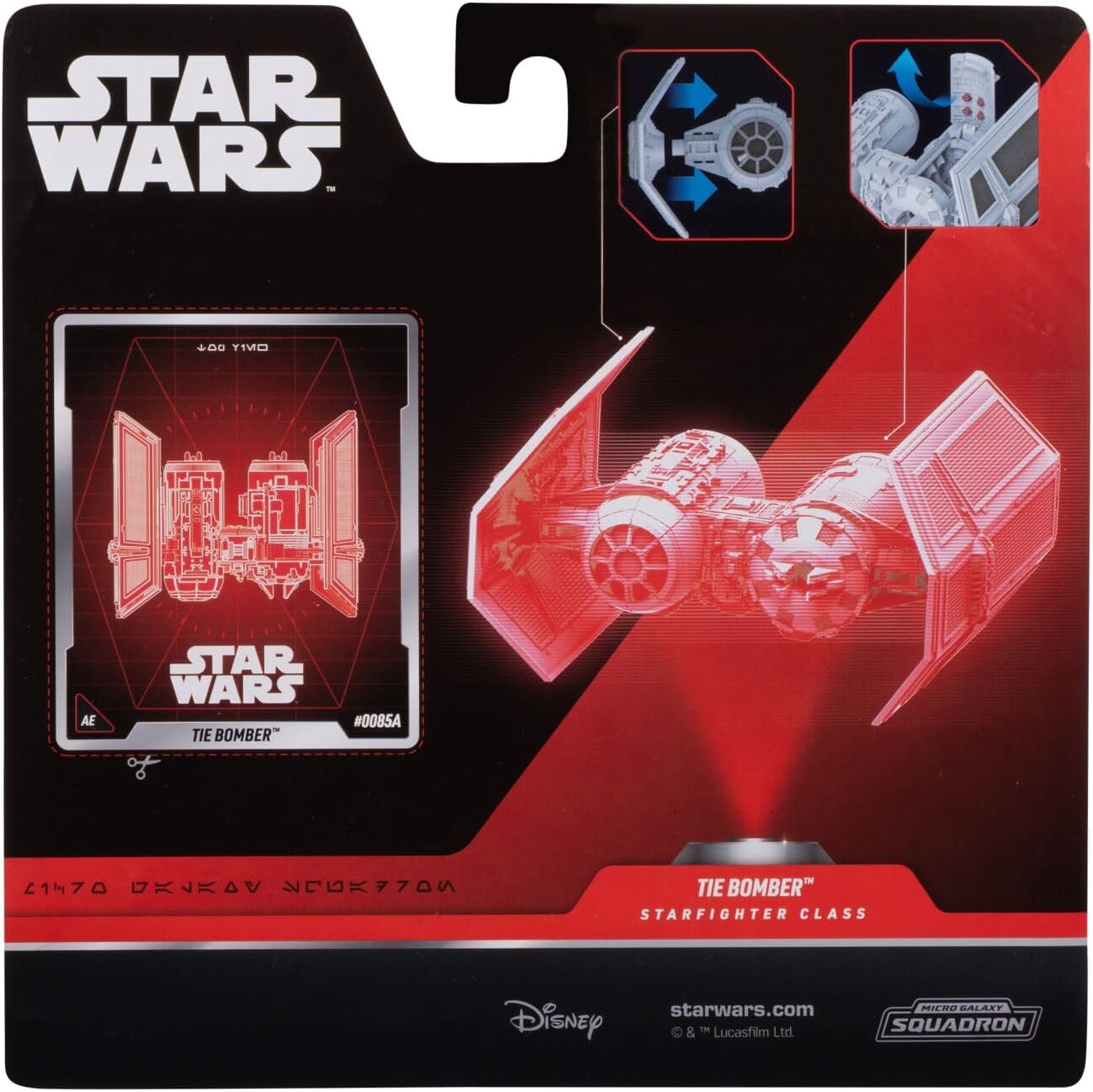 Star Wars Micro Galaxy Squadron TIE Bomber (Armada Edition) - 5-Inch Vehicle with Dual Cockpits, Bomb Bay, and 1-Inch Micro Figure Accessory