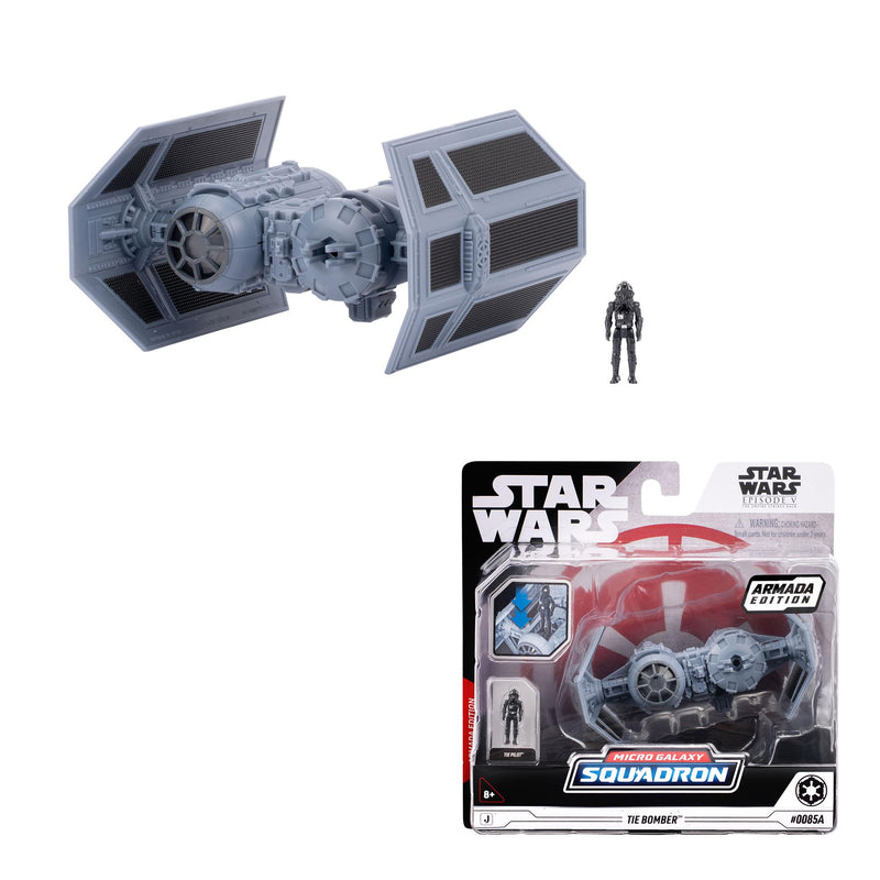 Star Wars Micro Galaxy Squadron TIE Bomber (Armada Edition) - 5-Inch Vehicle with Dual Cockpits, Bomb Bay, and 1-Inch Micro Figure Accessory