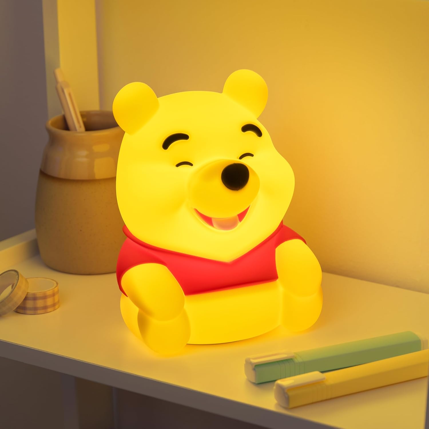 Paladone Disney Winnie the Pooh SquishyGlo Rechargeable Silicone Night Light, 15.5cm, 1–3 Hour Timer, 3 Brightness Levels, Officially Licensed