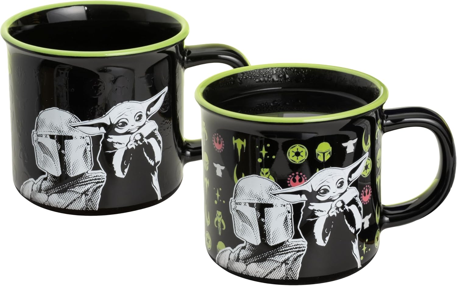 Paladone Star Wars The Mandalorian and Grogu Heat Change Mug, 350ml Ceramic, Heat‑Reactive Symbols, Officially Licensed