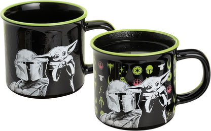 Paladone Star Wars The Mandalorian and Grogu Heat Change Mug, 350ml Ceramic, Heat‑Reactive Symbols, Officially Licensed
