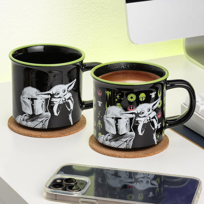 Paladone Star Wars The Mandalorian and Grogu Heat Change Mug, 350ml Ceramic, Heat‑Reactive Symbols, Officially Licensed