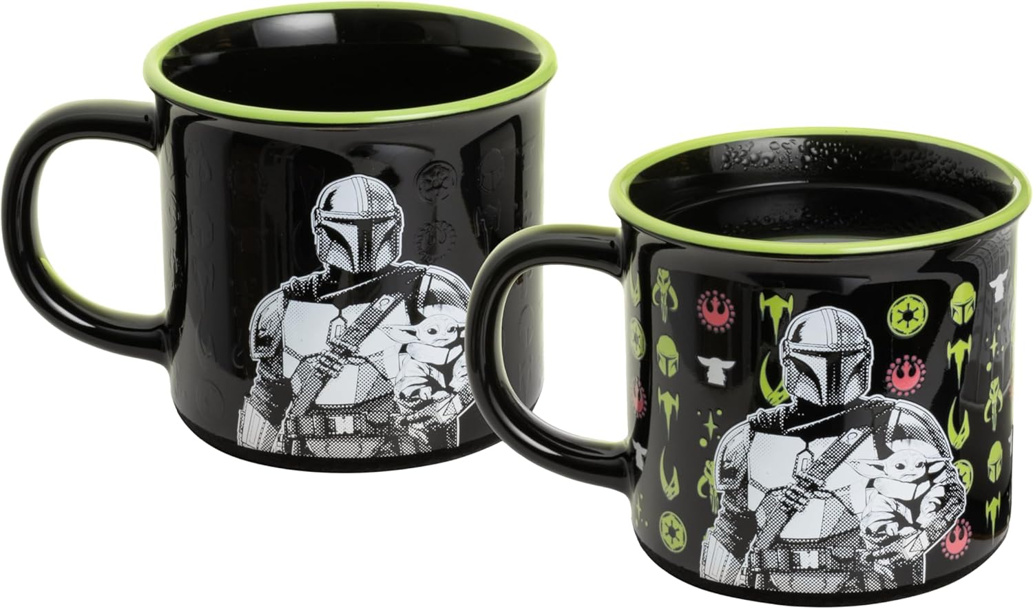 Paladone Star Wars The Mandalorian and Grogu Heat Change Mug, 350ml Ceramic, Heat‑Reactive Symbols, Officially Licensed