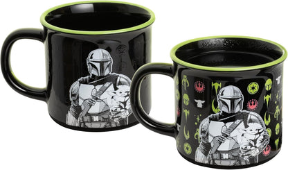 Paladone Star Wars The Mandalorian and Grogu Heat Change Mug, 350ml Ceramic, Heat‑Reactive Symbols, Officially Licensed