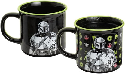 Paladone Star Wars The Mandalorian and Grogu Heat Change Mug, 350ml Ceramic, Heat‑Reactive Symbols, Officially Licensed