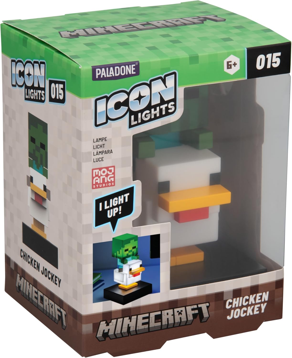 Paladone Minecraft Chicken Jockey Icon Light – 12cm Light‑Up Mini Figure – Fun Bedroom or Desk Lamp for Gamers