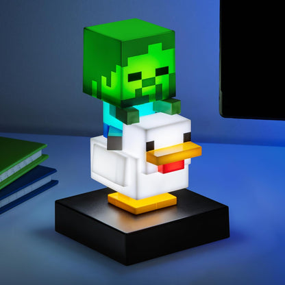 Paladone Minecraft Chicken Jockey Icon Light – 12cm Light‑Up Mini Figure – Fun Bedroom or Desk Lamp for Gamers