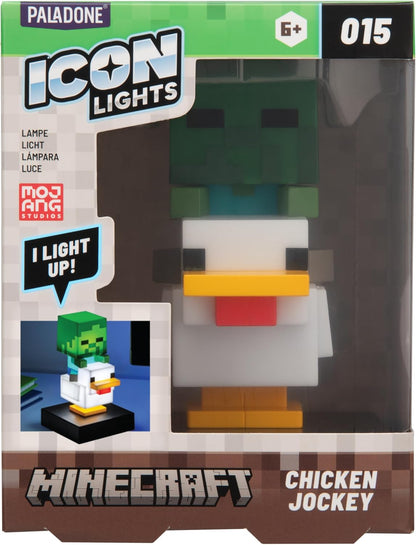 Paladone Minecraft Chicken Jockey Icon Light – 12cm Light‑Up Mini Figure – Fun Bedroom or Desk Lamp for Gamers