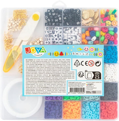 Joya Creative Clay Beads Bracelet Kit 4550+ | Fimo Beads Set | Bracelet Making for Girls | Katsuki - Smileys - Letter Beads - Charms - Fruit Beads - Includes Elastic Thread