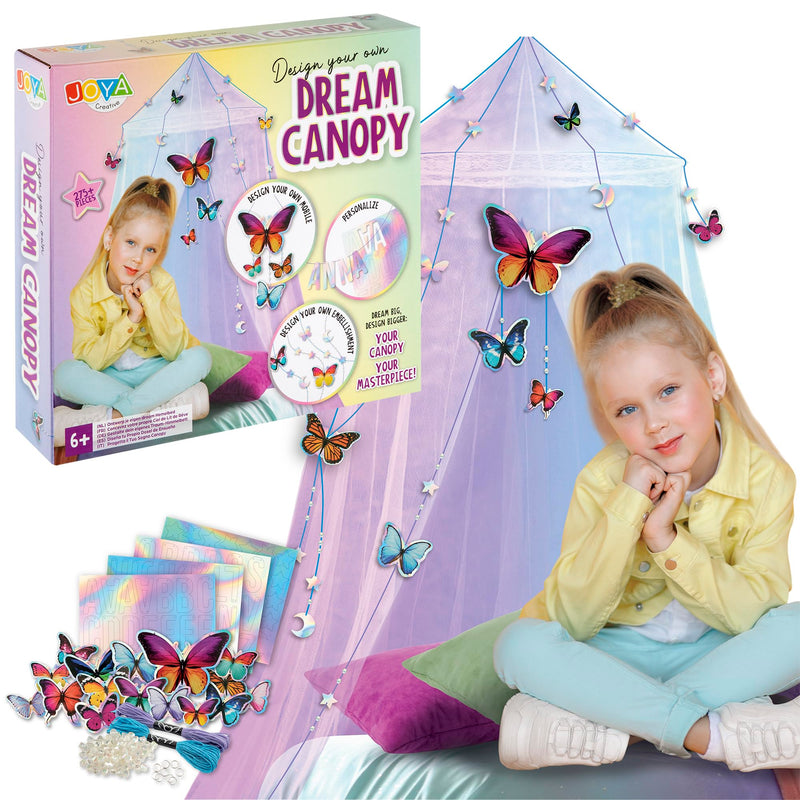 Bedhemel zelf vormgeven – 275-delige doe-het-zelfset met vlinders, diamanten en letters – droomhemel voor kinderkamer – muggennet, baldakijn, decoratie voor meisjes