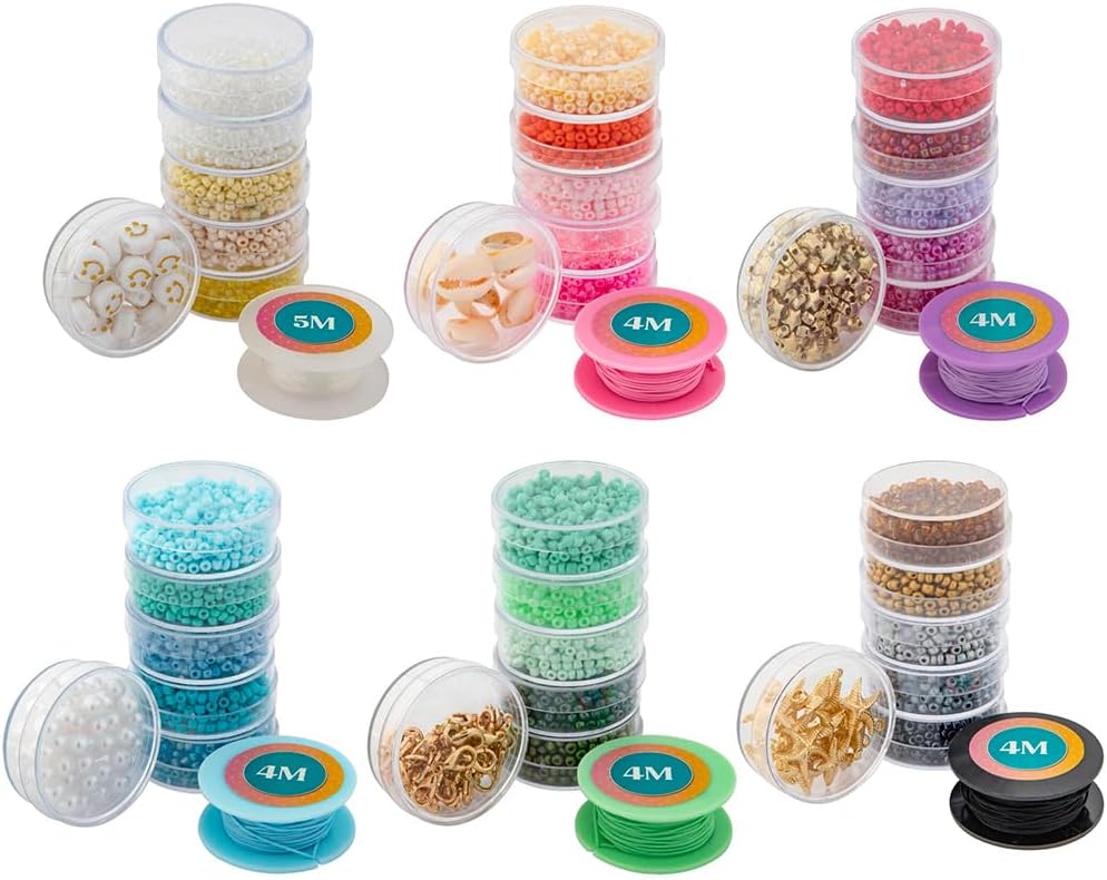 Bracelets Making Girls 6500pcs - Jewelry Making - 30 Kinds of Beads 2mm & 3mm, 6 Colors Wire, Accessories - Charms Gold - Smiley Beads - Bracelets Making Adults - Joya Creative