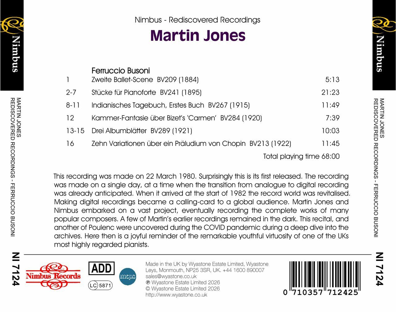 Martin Jones: Nimbus Rediscovered Recordings