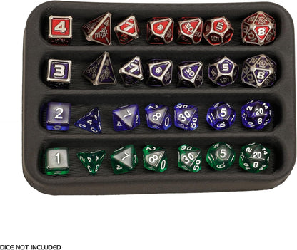 ENHANCE Designer Edition Würfeltablett – Würfel-Case & Würfelhalter für 28+ Würfel mit robuster Eva-Schale & Schutz – Würfelbrett mit herausnehmbarem Halter für DND & andere RPG Spiele (Rot