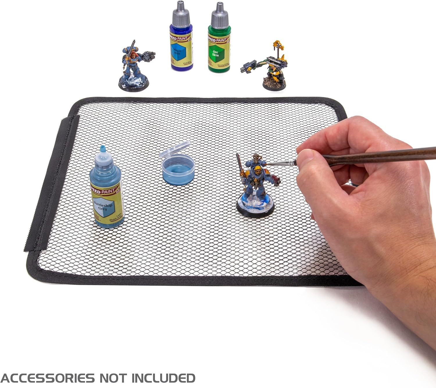 ENHANCE Custodia per Pittura Miniature - Valigetta con Slot per 60 Flaconi e 16 Pennelli, Organizer con Display a Galleria per Colori, Tracolla Comoda, Tappetino Lavabile e Superficie Facile da Pulire