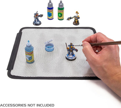 ENHANCE Custodia per Pittura Miniature - Valigetta con Slot per 60 Flaconi e 16 Pennelli, Organizer con Display a Galleria per Colori, Tracolla Comoda, Tappetino Lavabile e Superficie Facile da Pulire