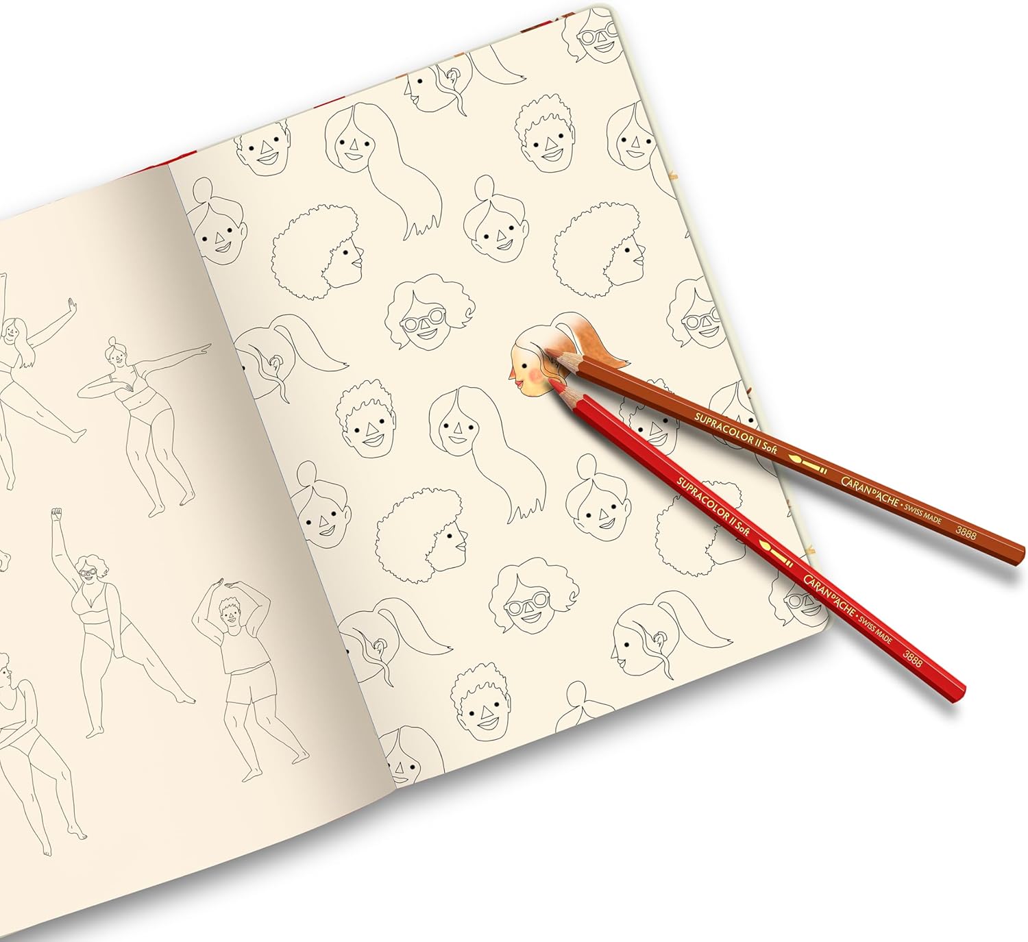Caran d'Ache Drawing Book A5 200g/m2, Nina Cosford, Blank Ivory Paper, Sketchbook, 64 Pages, FSC Certified, Acid-Free, Artist Supplies, Drawing, Colouring, Square-Back Binding, Travel Artists, Art