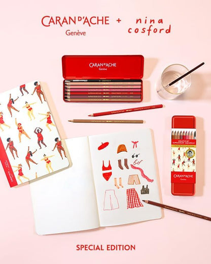 Caran d'Ache Drawing Book A5 200g/m2, Nina Cosford, Blank Ivory Paper, Sketchbook, 64 Pages, FSC Certified, Acid-Free, Artist Supplies, Drawing, Colouring, Square-Back Binding, Travel Artists, Art