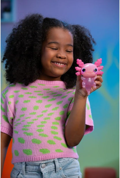 Animagic - Let's Glo Axolotl Roze, Elektronisch en Verlicht Huisdier Voor Kinderen Vanaf 4 Jaar, Zintuiglijke speel- en aanraakervaring, Uitrekbaar lichaam, Drijft en gloeit in water