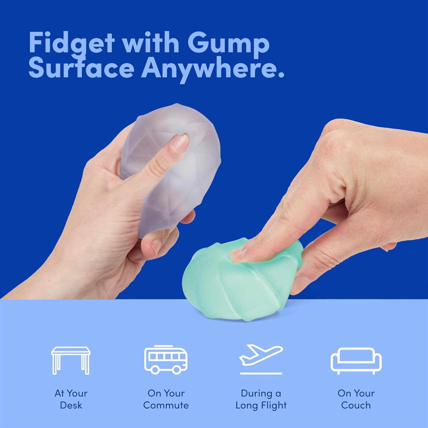 Gump Surface Gel-Filled Stress Ball | Ultra-Squishy Fidget Toy for Stress Relief & Focus | Anxiety Ball for Adults & Teens | Sensory Squeeze Toy | Cool Mix 2 Pack