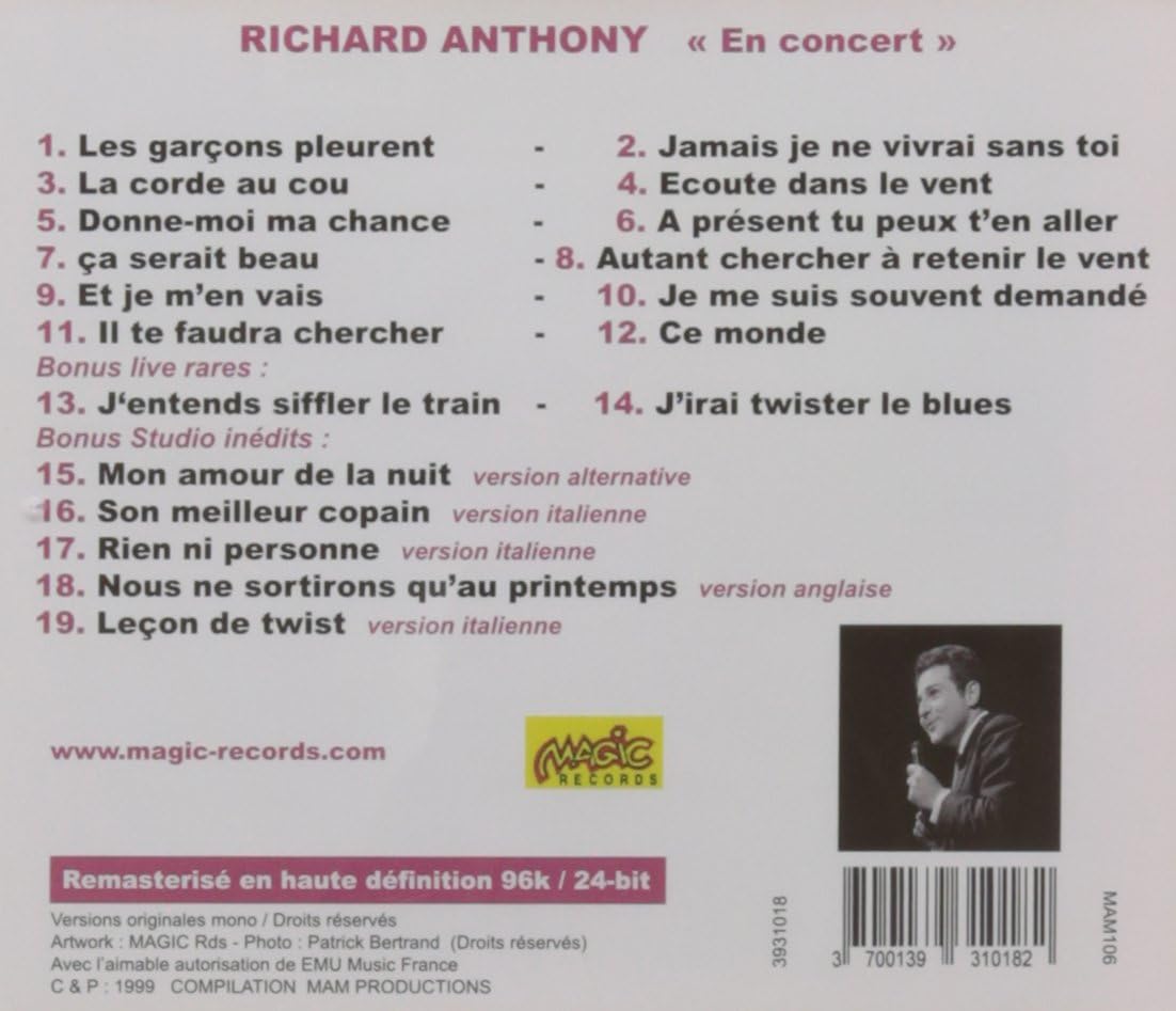 Richard Anthony - En Concert 1965 (CD)