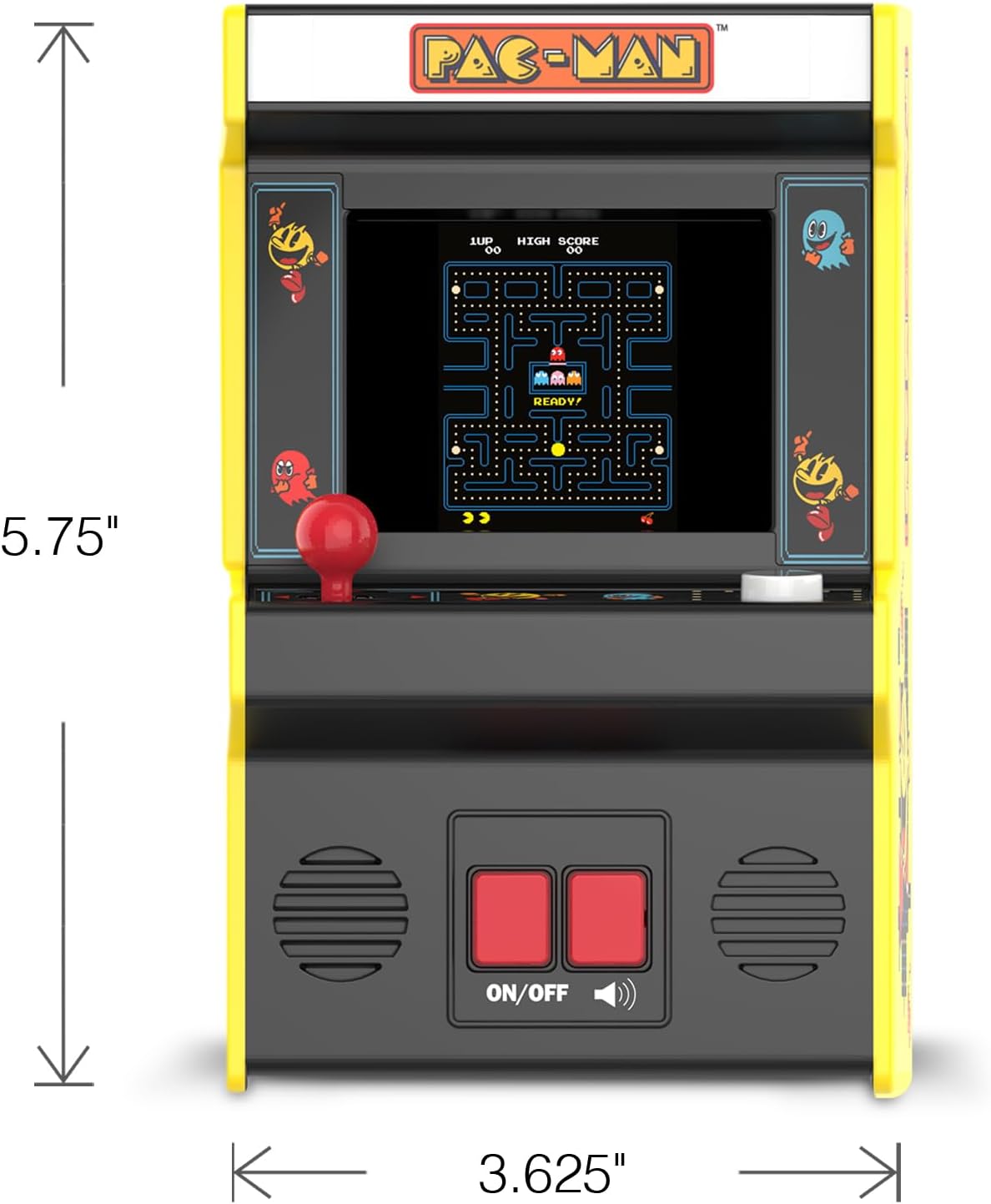 Basic Fun Pac-Man™ Mini Arcade Game Machine, Retro Klassieke Elektronische Speelgoed met Nieuw TFT Kleurenscherm, Authentieke Miniatuur Replica, Perfect voor Alle Leeftijden