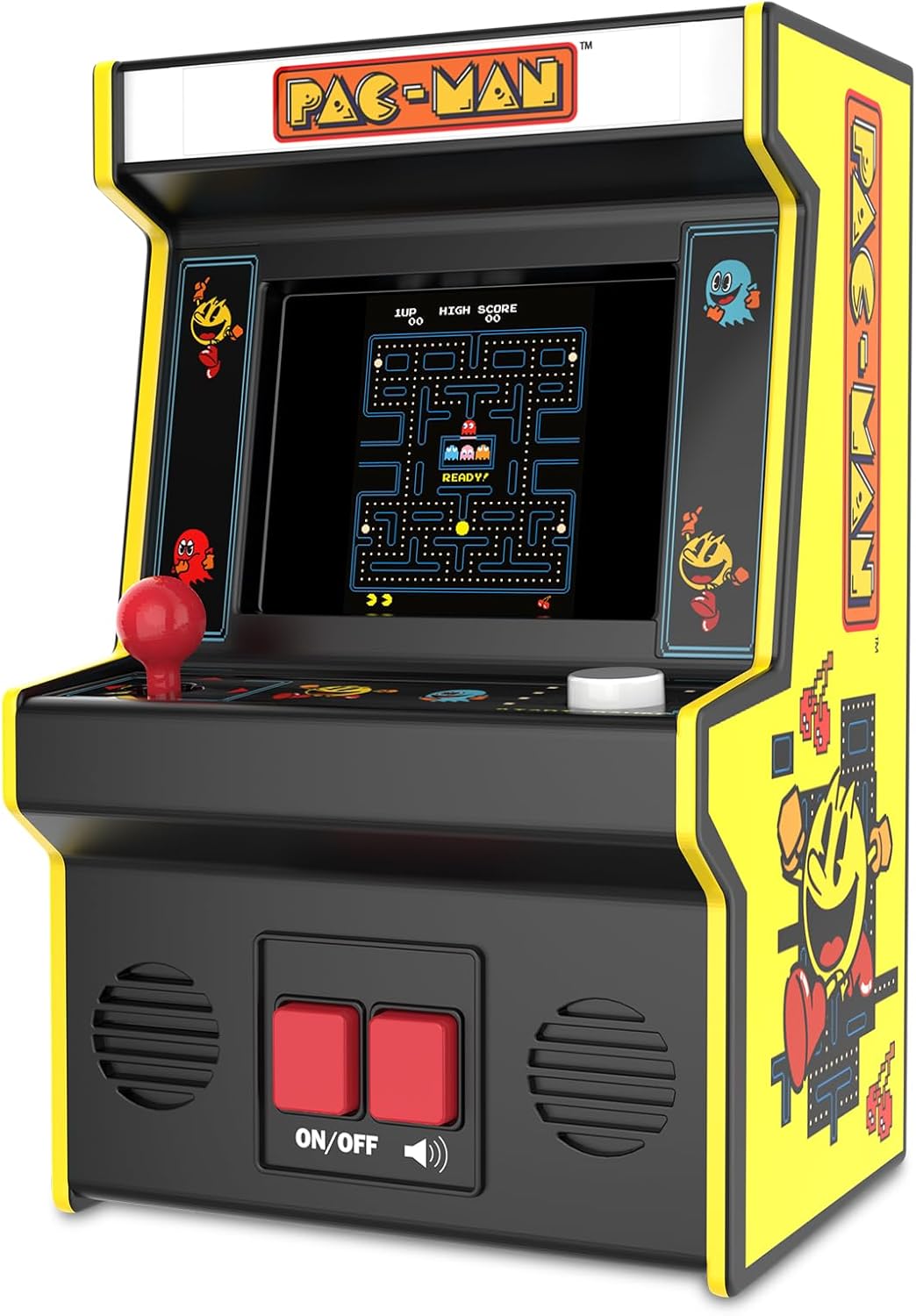 Basic Fun Pac-Man™ Mini Arcade Game Machine, Retro Klassieke Elektronische Speelgoed met Nieuw TFT Kleurenscherm, Authentieke Miniatuur Replica, Perfect voor Alle Leeftijden