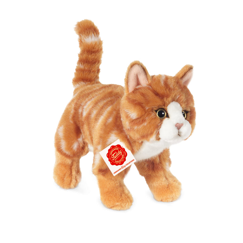 Teddy Hermann 90682 Kat 20 cm, Zacht speelgoed, Knuffel, Rode Tabby