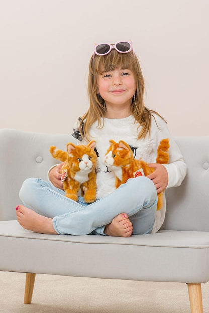 Teddy Hermann 90682 Kat 20 cm, Zacht speelgoed, Knuffel, Rode Tabby
