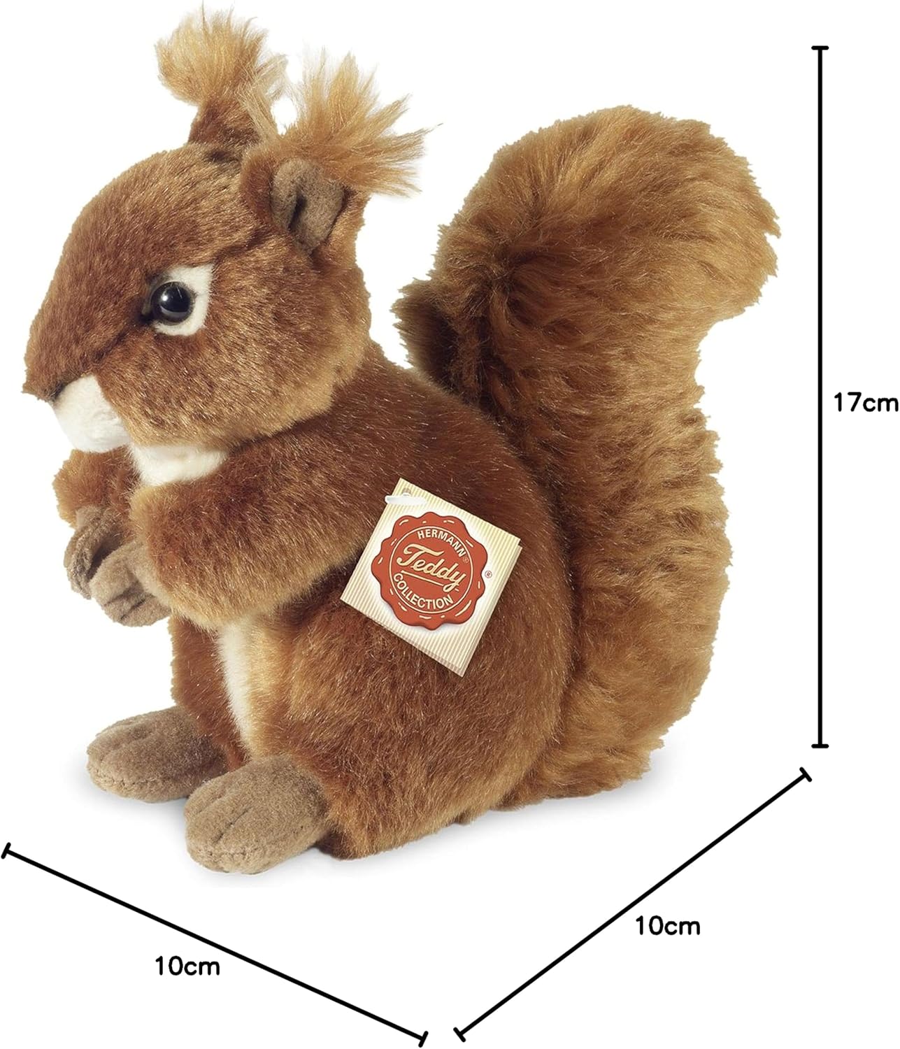 Teddy Hermann 90818 Eekhoorntje 17 cm, knuffeldier, pluche dier met gerecyclede vulling