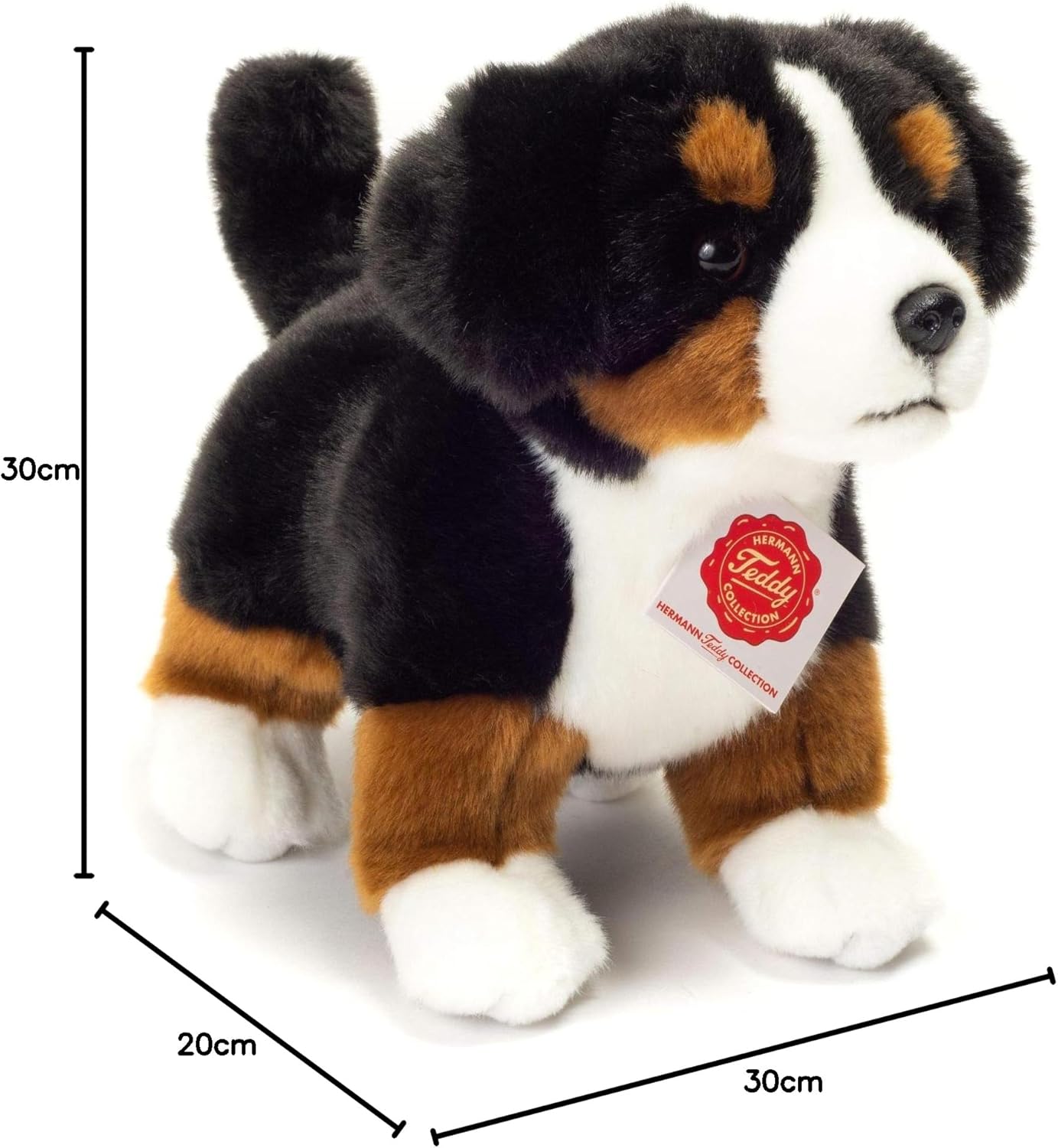 Teddy Hermann 91930 Hond Berner Sennenhond Puppy 23 cm, Zacht speelgoed, pluche speelgoed