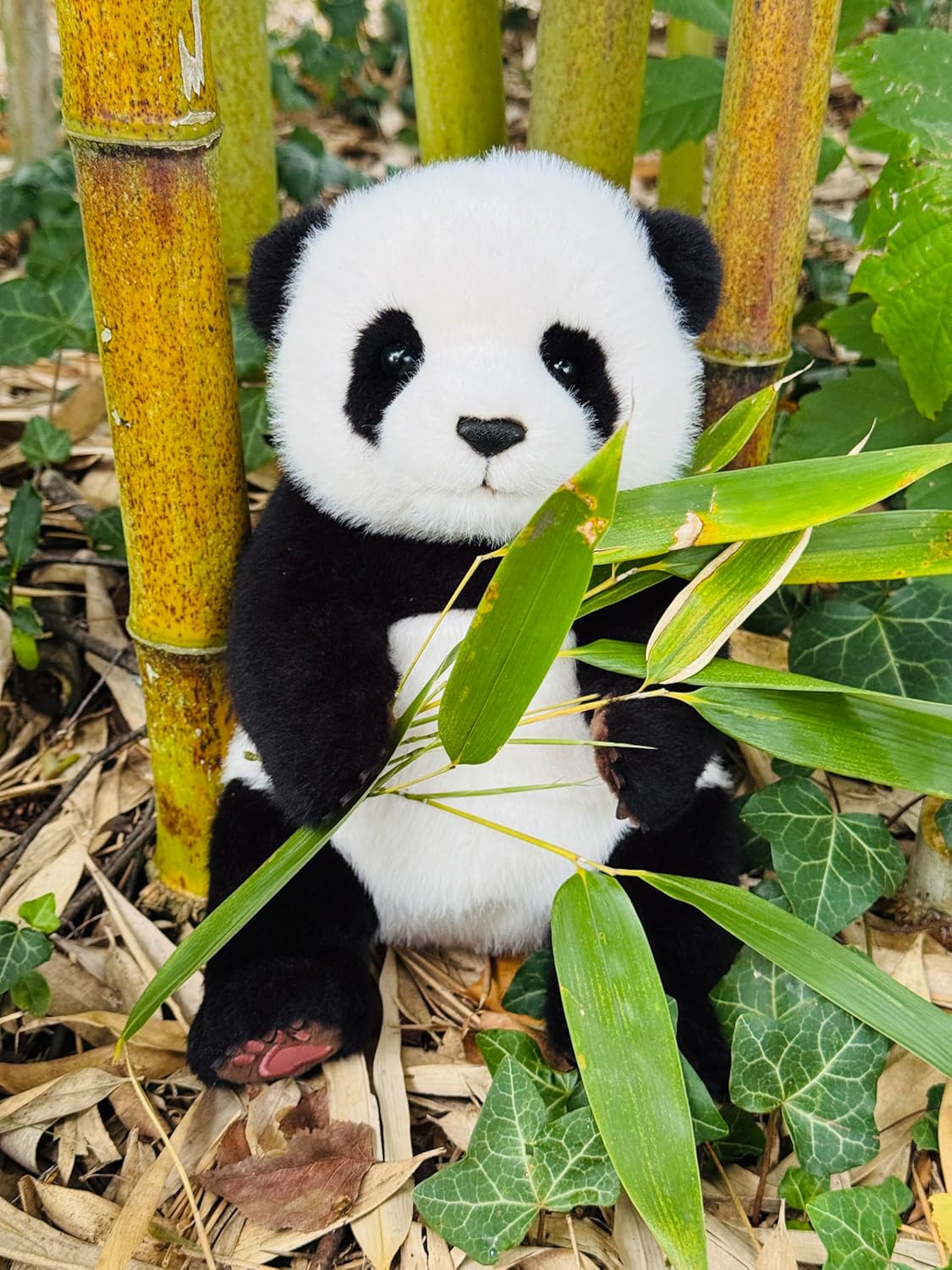 Teddy Hermann 92447 Panda zittend 28 cm, knuffeldier, pluche dier