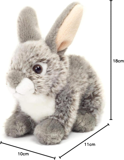 Teddy Hermann 93701 Bunny Sitting Gray 7,1"/18 cm, Soft Toy, Plush Toy 18 cm, grey