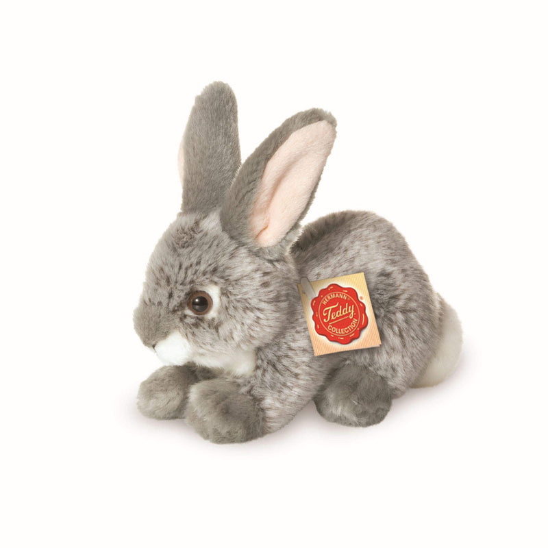 Teddy Hermann 93701 Bunny Sitting Gray 7,1"/18 cm, Soft Toy, Plush Toy 18 cm, grey