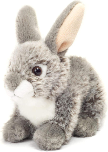 Teddy Hermann 93701 Bunny Sitting Gray 7,1"/18 cm, Soft Toy, Plush Toy 18 cm, grey