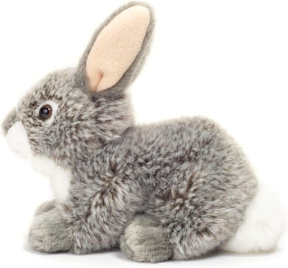 Teddy Hermann 93701 Bunny Sitting Gray 7,1"/18 cm, Soft Toy, Plush Toy 18 cm, grey