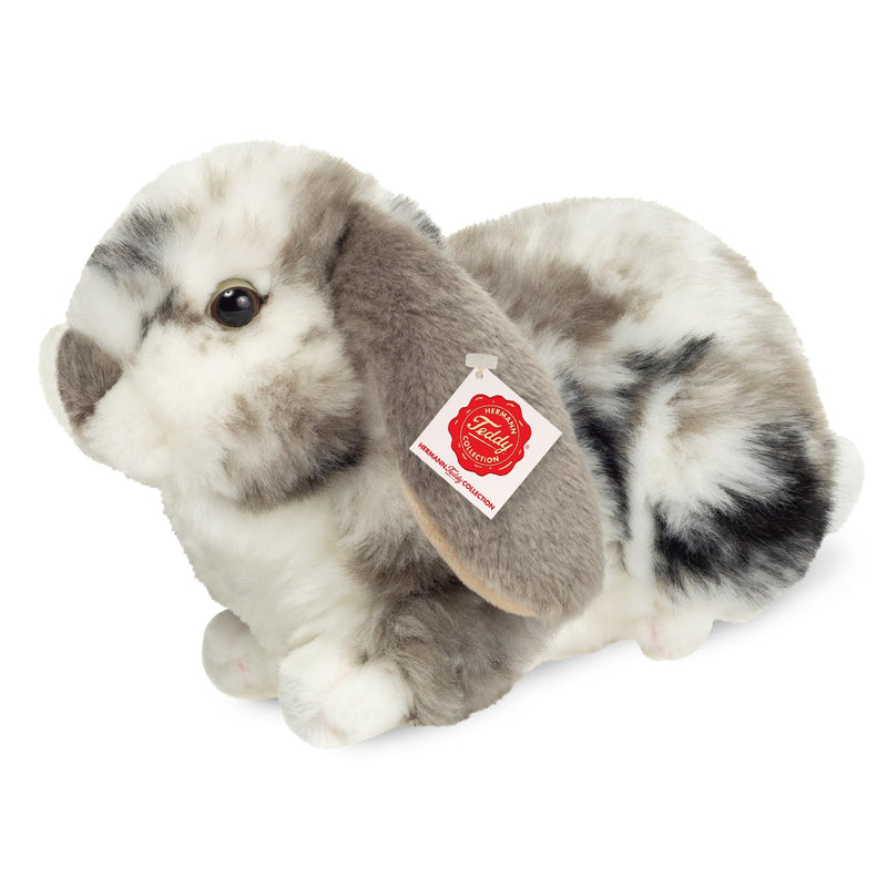 Teddy Hermann 93733 Ram Konijn grijs-wit geveegd 23 cm, knuffeldier, pluche dier met gerecyclede vulling