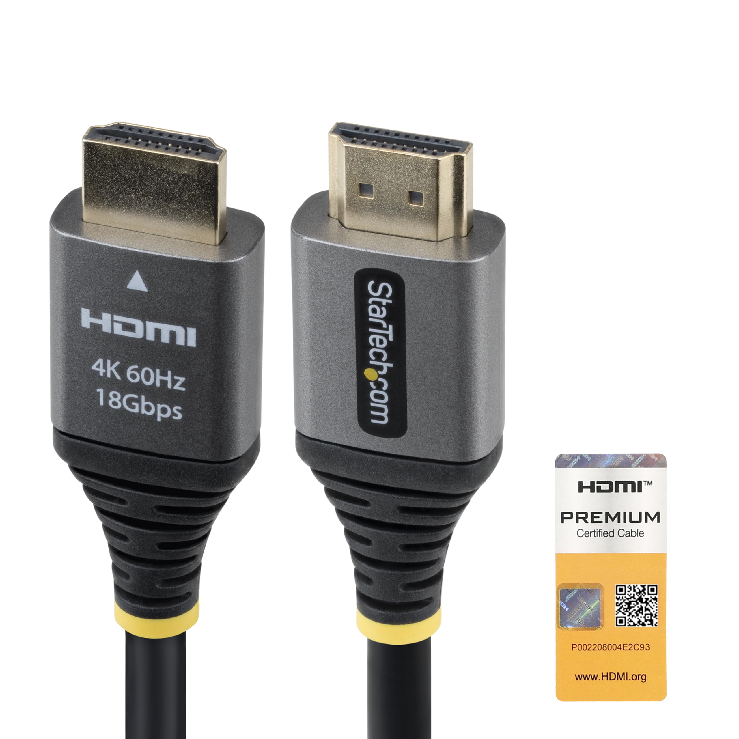 StarTech Cavo HDMI High Speed Premium Certificato da 1,5 m, HDMI 2.0, 4K 60Hz / 1440p 144Hz UHD, con HDR10 e ARC, Larghezza di banda 18 Gbps