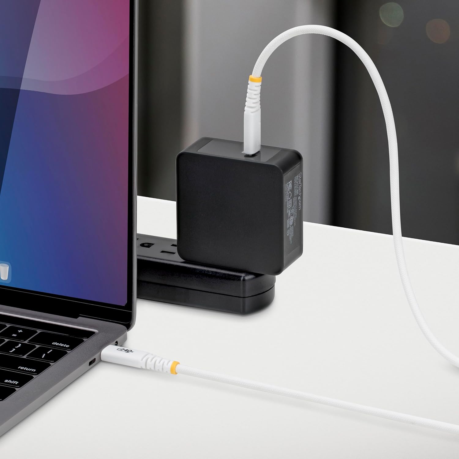 StarTech Cavo USB-C per ricarica 240W 5A PD EPR 1m, Ultra flessibile e resistente, 2.0, Alimentazione laptop, Certificato USB-IF, Bianco
