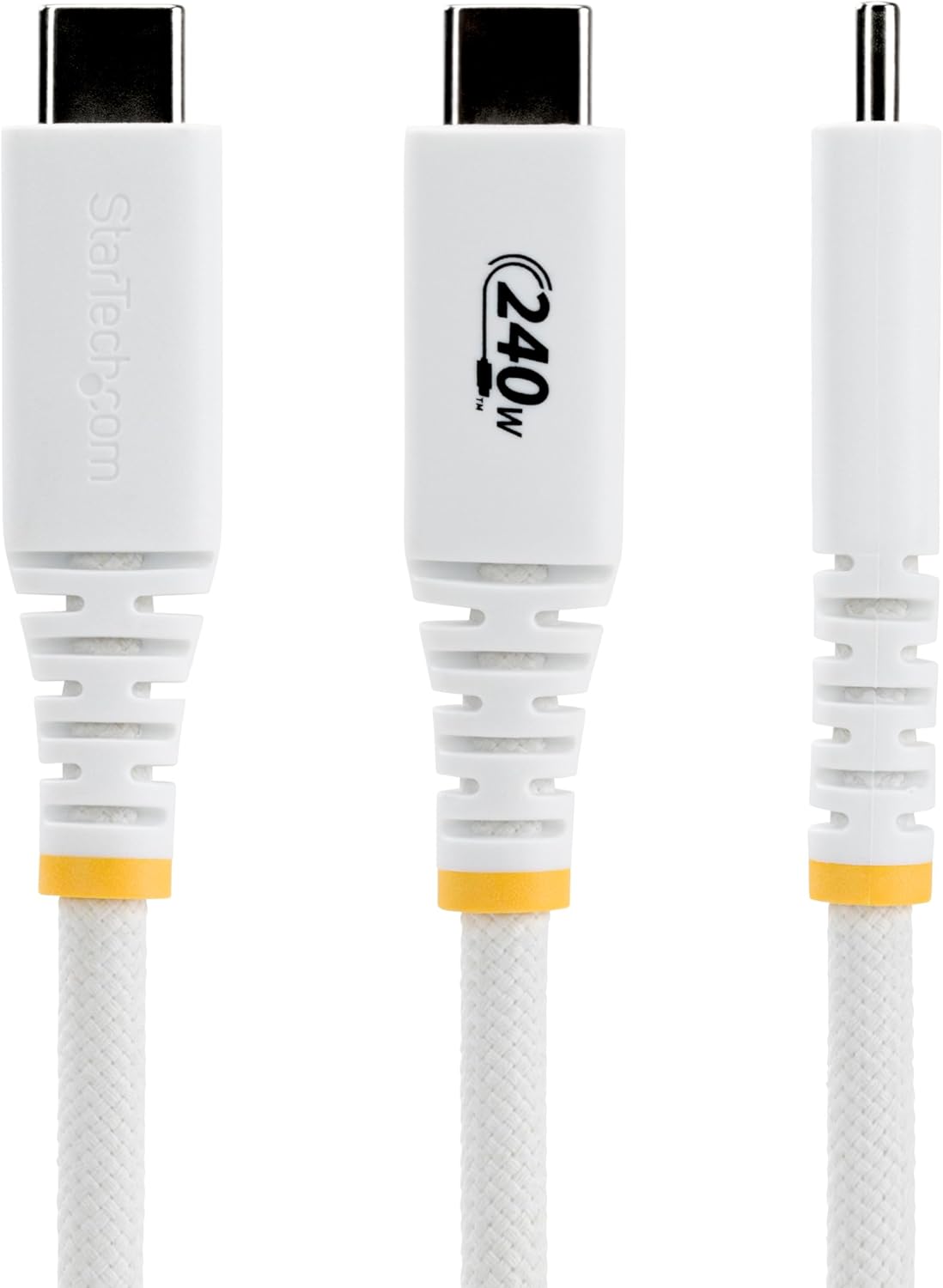 StarTech Cavo USB-C per ricarica 240W 5A PD EPR 1m, Ultra flessibile e resistente, 2.0, Alimentazione laptop, Certificato USB-IF, Bianco