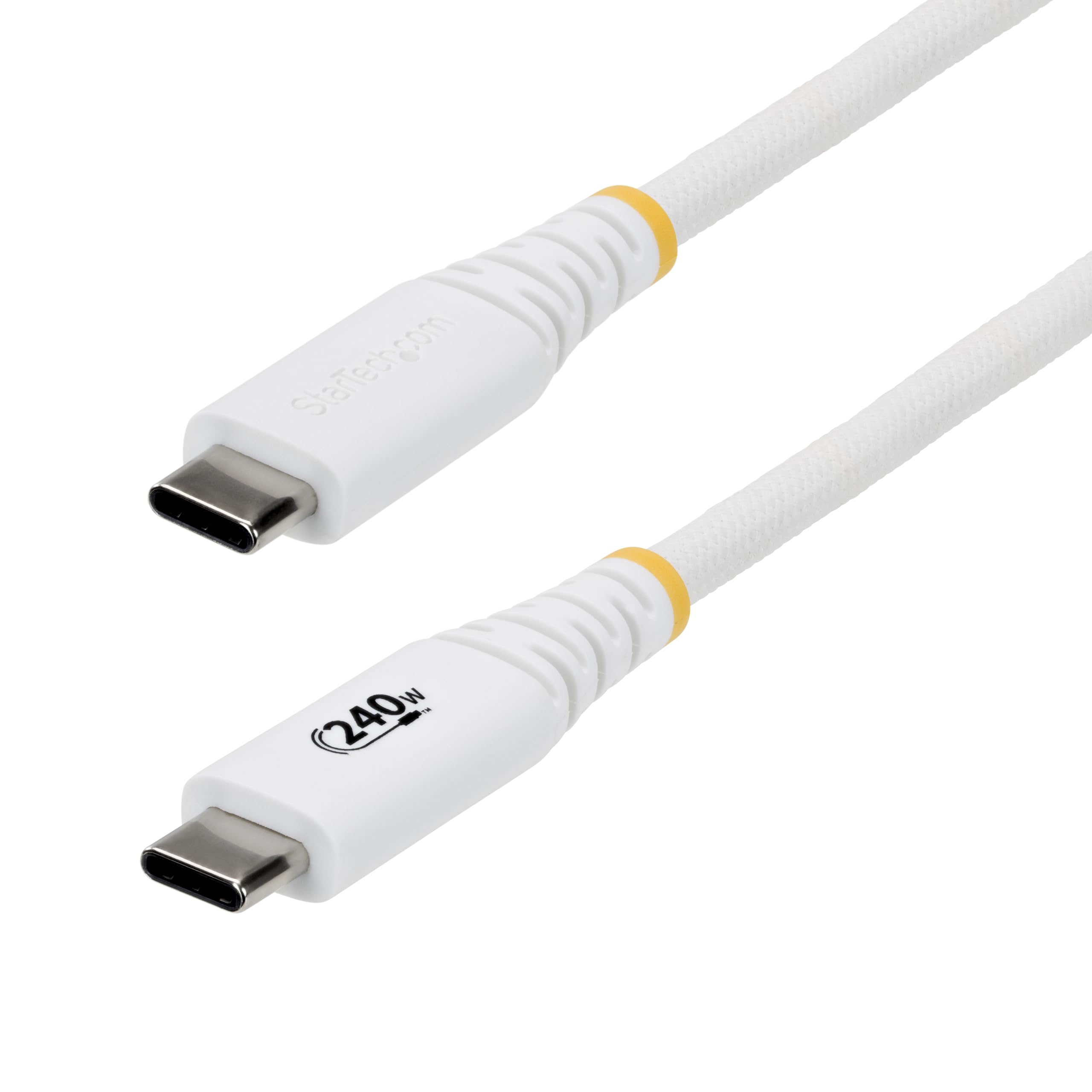 StarTech Cavo USB-C per ricarica 240W 5A PD EPR 1m, Ultra flessibile e resistente, 2.0, Alimentazione laptop, Certificato USB-IF, Bianco