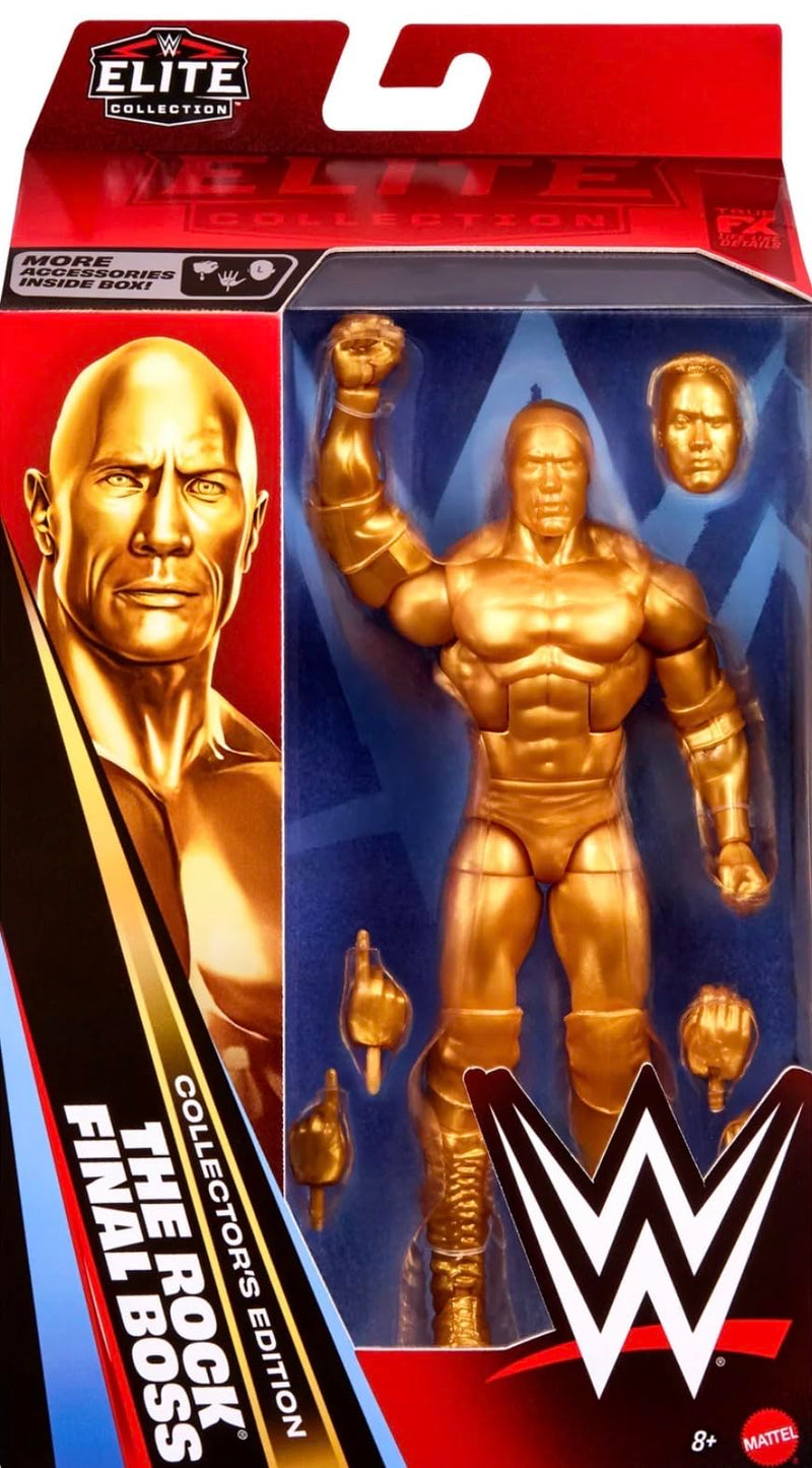 WWE The Rock The Final Boss Gold Collectors Edition Mattel Elite Collection Series 125 Wrestling Action Wrestler Figure Toy