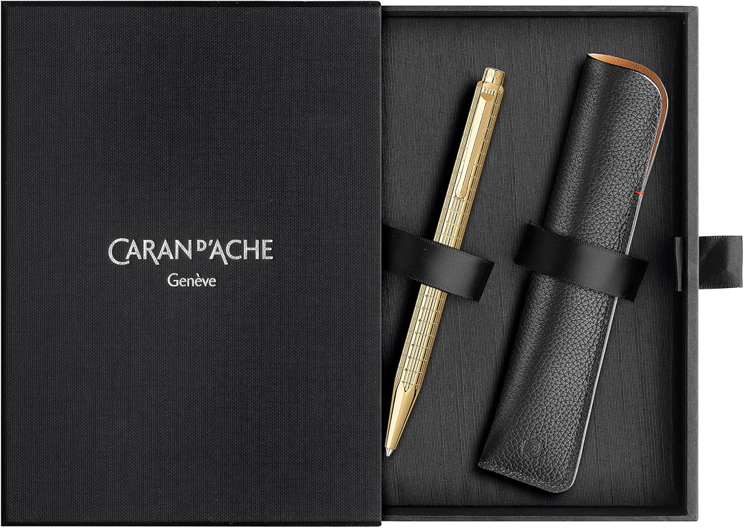 Caran d'Ache ECRIDOR LIGHTS Limited Edition Gold Ballpoint Pen & Leather Case Set