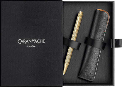 Caran d'Ache ECRIDOR LIGHTS Limited Edition Gold Ballpoint Pen & Leather Case Set