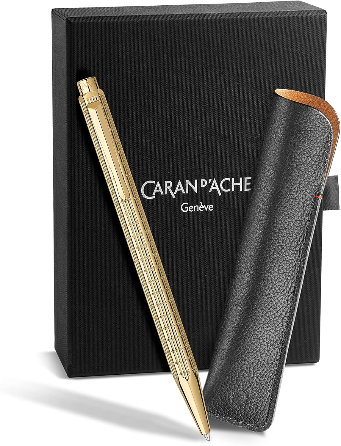 Caran d'Ache ECRIDOR LIGHTS Limited Edition Gold Ballpoint Pen & Leather Case Set