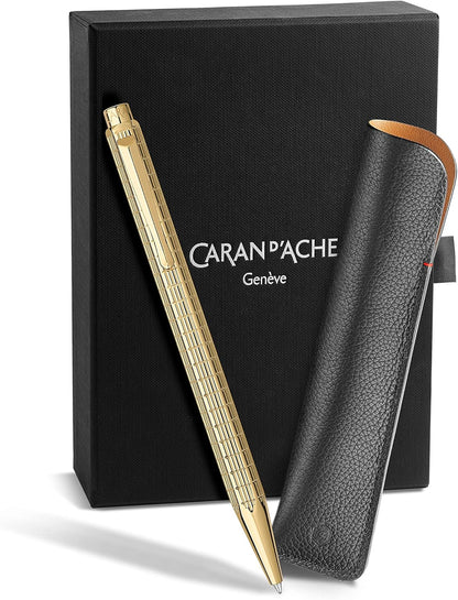 Caran d'Ache ECRIDOR LIGHTS Limited Edition Gold Ballpoint Pen & Leather Case Set