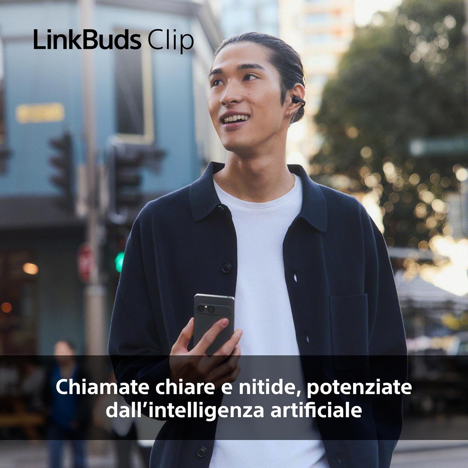 Sony LinkBuds Clip cuffie open-ear, design a clip confortevole, 3 modalità di ascolto, IPX4, chiamate nitide, batteria fino a 37 ore, assistente vocale AI, controllo touch, iOS e Android – Black