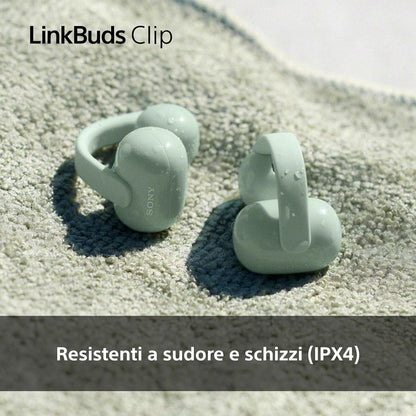 Sony LinkBuds Clip cuffie open-ear, design a clip confortevole, 3 modalità di ascolto, IPX4, chiamate nitide, batteria fino a 37 ore, assistente vocale AI, controllo touch, iOS e Android – Black